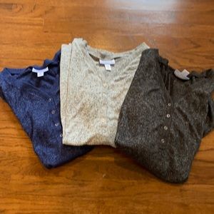 Three maternity/nursing sleeve shirts